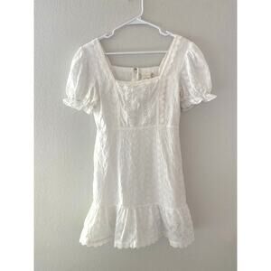 Altar’d State White Eyelet Puff Sleeve Mini Dress